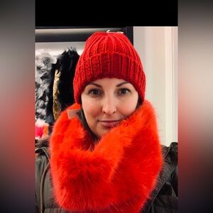 Red Faux Fur Snood